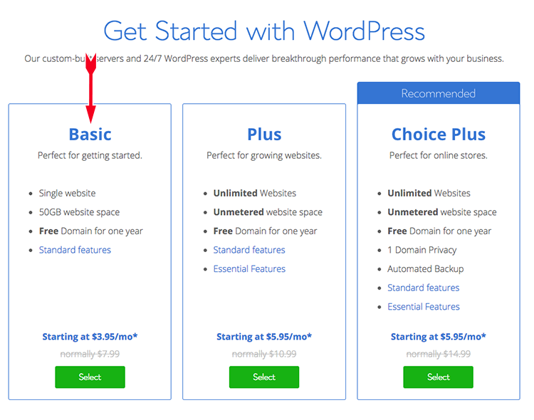 Bluehost Hosting Plans for Blogs