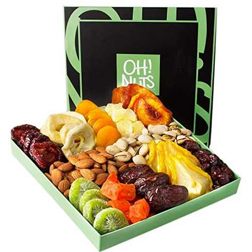 Gourmet Fruit and Nut basket by Oh! Nuts, Available on Amazon