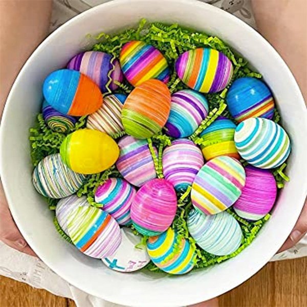 Easter Basket of Decorated Easter Eggs 2023 Made with Mess Free Easter Egg Coloring Kit