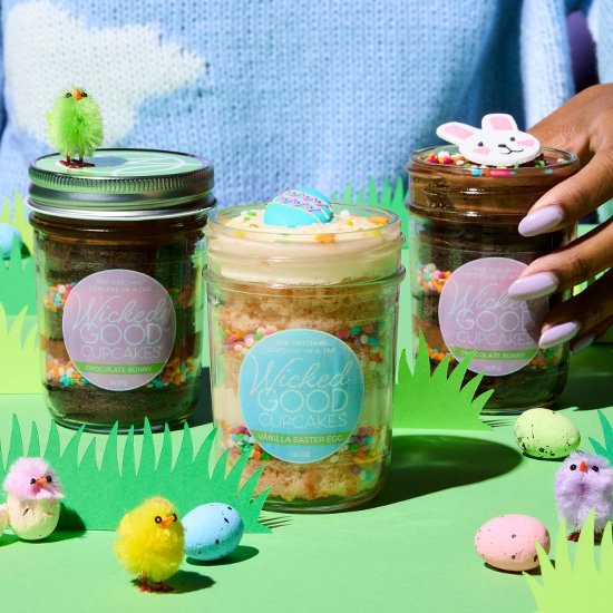 Easter Themed cupcakes in a jar from Wicked Good Cupcakes
