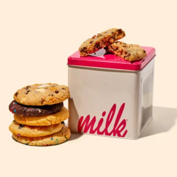 A gift tin of assorted cookies from Milk Bar Bakery