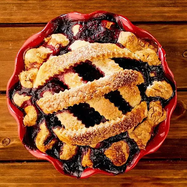 three berry pie with lattice top crust